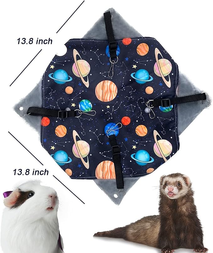 Ferret Rat Hammock Tent Hanging Tunnel Cage Accessories Set for Small Pets,Cage Decorations for Ferrets Rats (Galaxy Black)