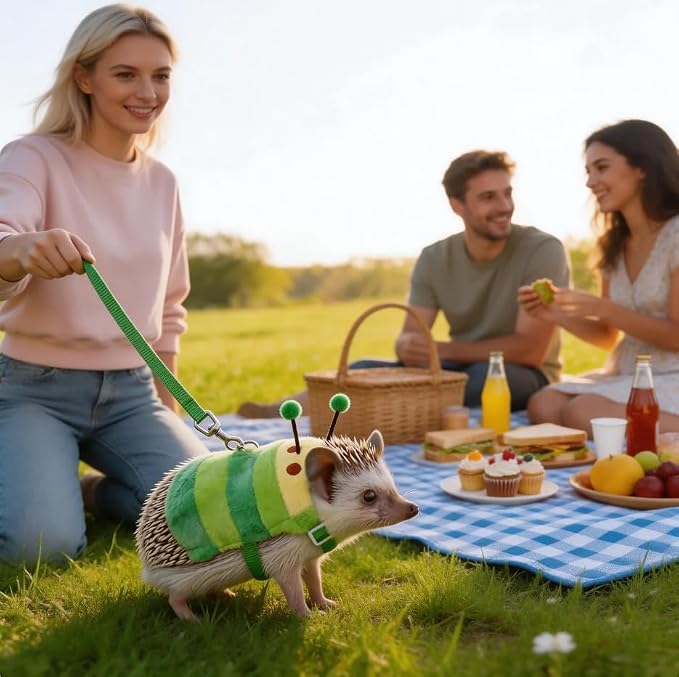 Hedgehog Leash and Harness with Carrying Bag Travel Clothes Accessories Harness Leash for Hamster Clothes for Ferret Guinea Pig Small Animal Accessories Guinea Pig Outfits