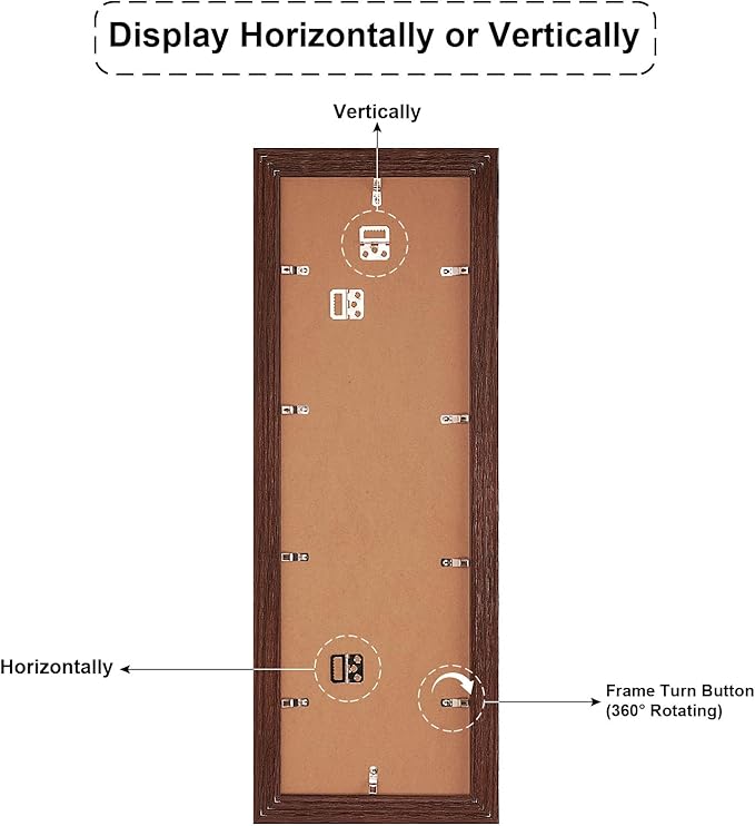 8x26 Picture Frame Display 6 opening 4X6 Picture Frame Collage,Multi Photo Frame with Mat,Plexiglass,Wall or Tabletop Decor,Walnut Wood Grain