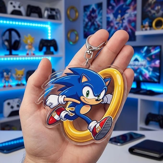 PumpCar Acrylic Keychain Double-Sided Charm Key Ring with Metal Clip Backpack Charm Bag and Car Key Accessory Collectible