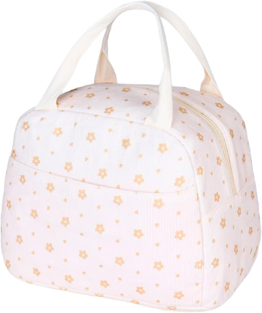 Lunch Bag for Women Men Girl,Large Cute Corduroy Lunch Tote Bags - Reusable Insulated Lunch Box for women with Handle, Leakproof WaterProof Design for Office, School, Work,Picnic.