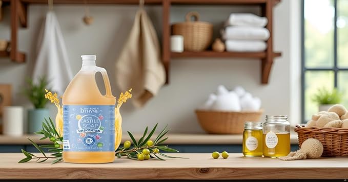 Brittanie's Pure Organic Castile Liquid Olive Oil Soap Refill, 1 Gallon Unscented | Face, Body Wash, All Purpose Cleaner, Dishes, Pets & Laundry | Vegan, Biodegradable, Made in USA