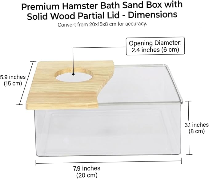 Hamster Sand Box, Wooden Cover Clear Acrylic Hamster Dig Box for Small Pets - Saves Space, Easy to Clean, Stable Container for Hamsters, Gerbils, Mice