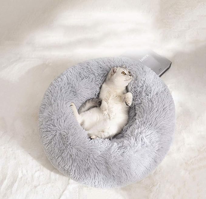 Cat Bed for Indoor Cats,Mini Plush Self Warming Kitten Bed, 20 Inch | Soft Round Fluffy Dog Bed and Cat Nest for Kittens and Small Dogs, Cozy Medium Bed for Indoor and Warm Autumn or Winter Sleep