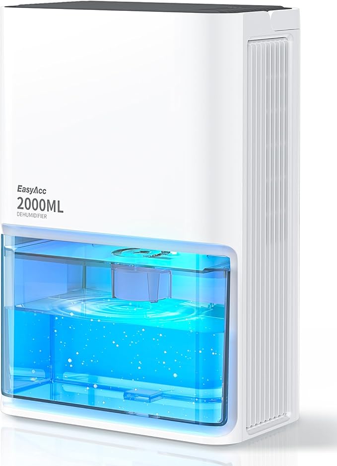 EasyAcc Dehumidifier for Home, Quiet Energy Efficient Dehumidifiers for Bathroom Bedroom Basement RV Living Room, Auto Defrost & Auto Shut Off, 68 OZ Water Tank, 7 Color Ambient Light
