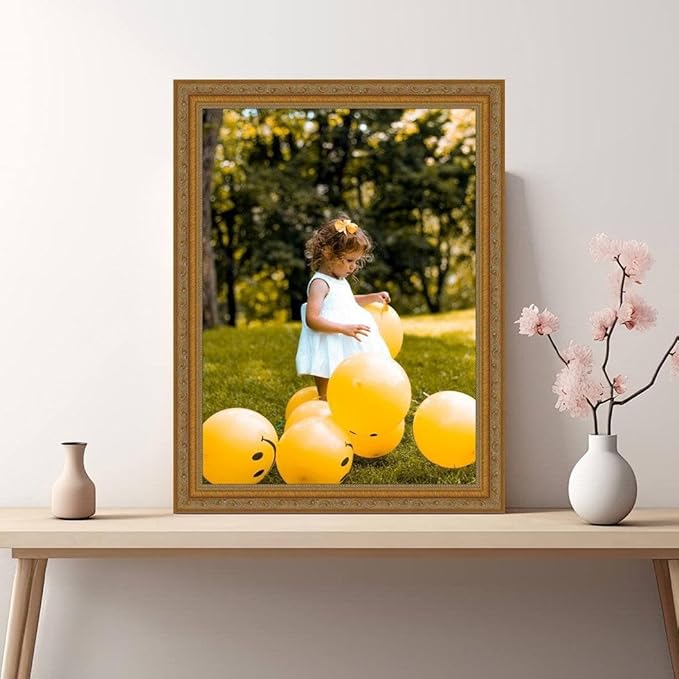 M Modern Memory Design 15x21 Gold Picture Frame Ornate - Wall Mount Acrylic Glass 15x21 Frame