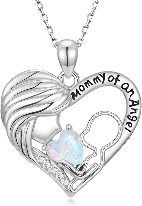 Miscarriage Necklace Gifts for Mothers 925 Sterling Silver Mommy of An Angel Pendant Memorial Jewelry Loss of Pregnancy Sympathy Gifts for Women