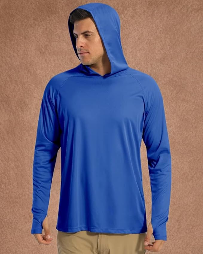 Boladeci Men's UPF 50+ Sun Protection Lightweight Hoodie Shirts Long Sleeve Fishing Shirt SPF UV Hiking Swim