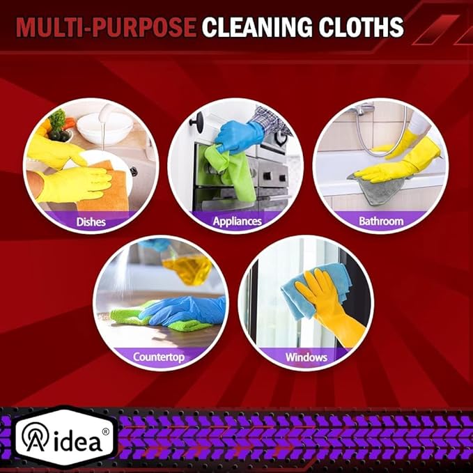 AIDEA Microfiber Cleaning Cloth 24 Pack, Microfiber Towels for Cars, Soft & Absorbent Cleaning Rags, Premium Lint Free Shop Towels for House, Kitchen, Car, 12inx16in