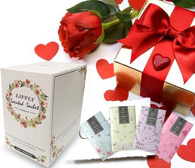 14 Packs Scented Sachets for Drawers and Closets Lavender Fresh Linen Sandalwood Cherry Blossoms 4 Different Scent