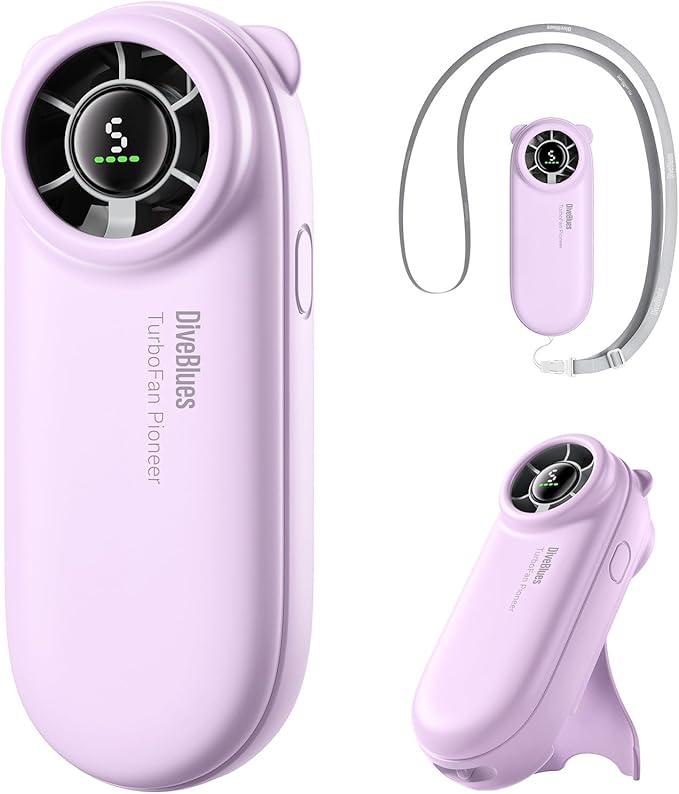 Diveblues TurboBear Portable Handheld Turbo Fan, 5 Gear Wind, Travel Essentials, Small Hand Held Fan Rechargeable, Mini Personal Fans Cooling, Battery Powered, Pocket Cute Gifts Women
