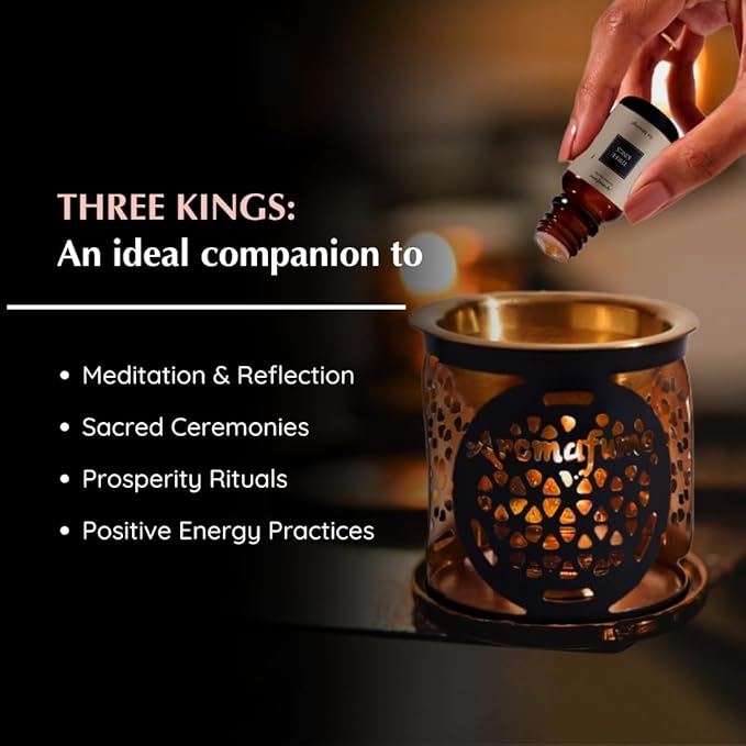 Three Kings Resin Essential Oil Diffuser Blend | 3 x 10ml / 0.33 fl oz | Ideal for Spirituality & Rituals | Made with Pure Boswellia, Serrta & Benzoin extracts | Non-Alcoholic, Non-Toxic & Vegan