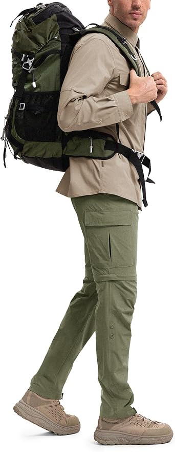 Moosehill Men's-Hiking-Pants Convertible Quick-Dry Water-Resistant Lightweight Zip-Off Outdoor with 5 Deep Pockets