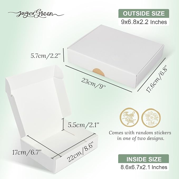 White Gift Box with Lid, 8.6x6.7x2.1 Inches Small Collapsible Gift Boxes with Seal Stickers for Birthday, Valentine’s Day, Bridesmaid Proposal, Wedding, Party Favor, Presents (Pack of 10)