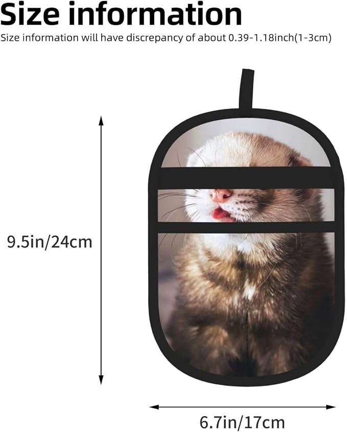 Cute Ferret Pet Hair Removal Gloves, Reusable Dog Cat Grooming Mitt | Electrostatic Brush Attracts Pet Hair From Furniture, Carpets, Pet Beds & Clothes. Hanging Loop For Easy Storage