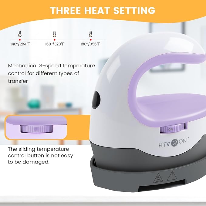 HTVRONT Heat Press Mini Heat Press Machine, Small Heat Press Portable Iron Press Machine for T Shirts, Hats, Heating Transfer Projects (Lavender Purple)