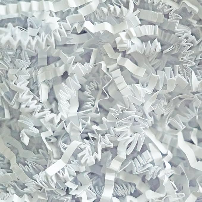 Bobobag - 1LB Crinkle Cut Paper Shred Filler Recyclable Gift Wrap Confetti Raffia Grass Shred Paper for Easter Baskets Filler Creative Eggs Decor (White)