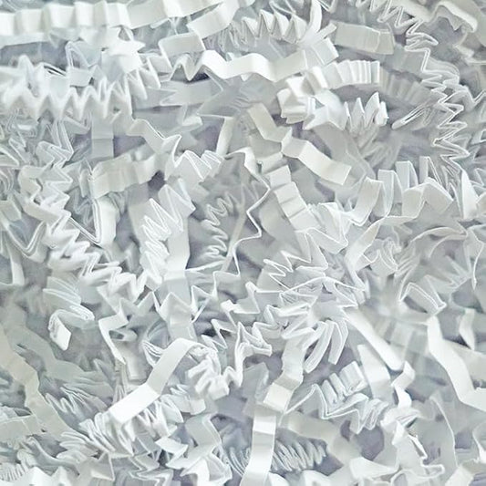 Bobobag - 1LB Crinkle Cut Paper Shred Filler Recyclable Gift Wrap Confetti Raffia Grass Shred Paper for Easter Baskets Filler Creative Eggs Decor (White)