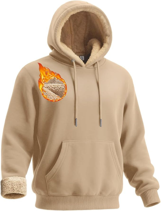 Boladeci Men's Sherpa Lined Hoodie Sweatshirts Heavy Fleece Cotton for Winter Cold Weather
