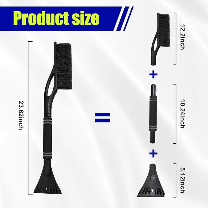 24 Inch Car Snow Scraper and Brush, Detachable Scratch Free Ice Scraper with Ergonomic Foam Grip, Universal Winter Snow Removal Tool for Car Windshield Window (Black)
