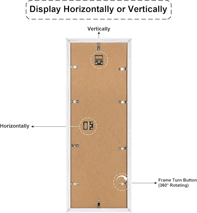 8x24 Collage frame with 5 Openings 4X6 Pictures, Multiple Picture Frame with Mat, Wall or Tabletop Decor, White Wood Grain (1 Pack)