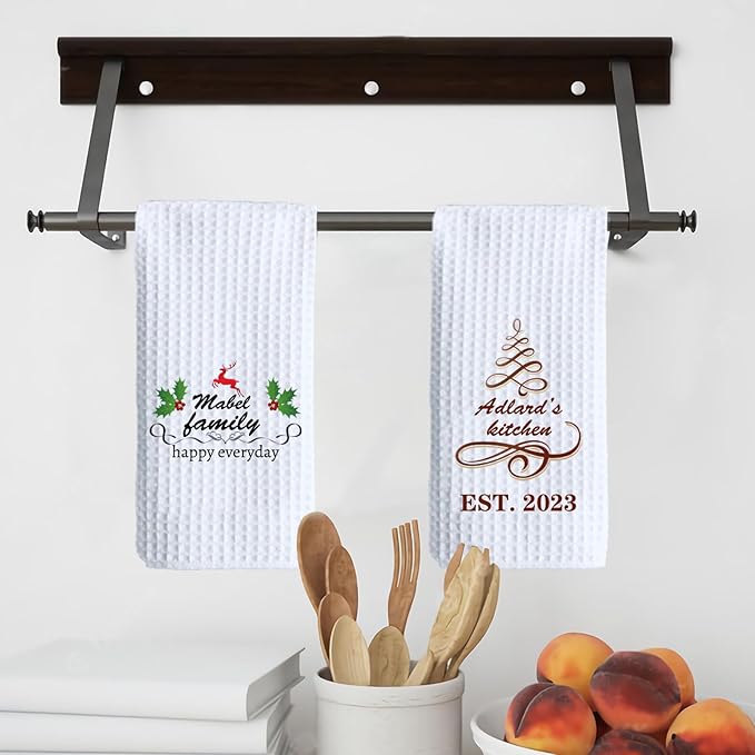 ubmpj Personalized Kitchen Towel Custom Waffle Weave Towel Gift for Housewarming Wedding Friend Birthday