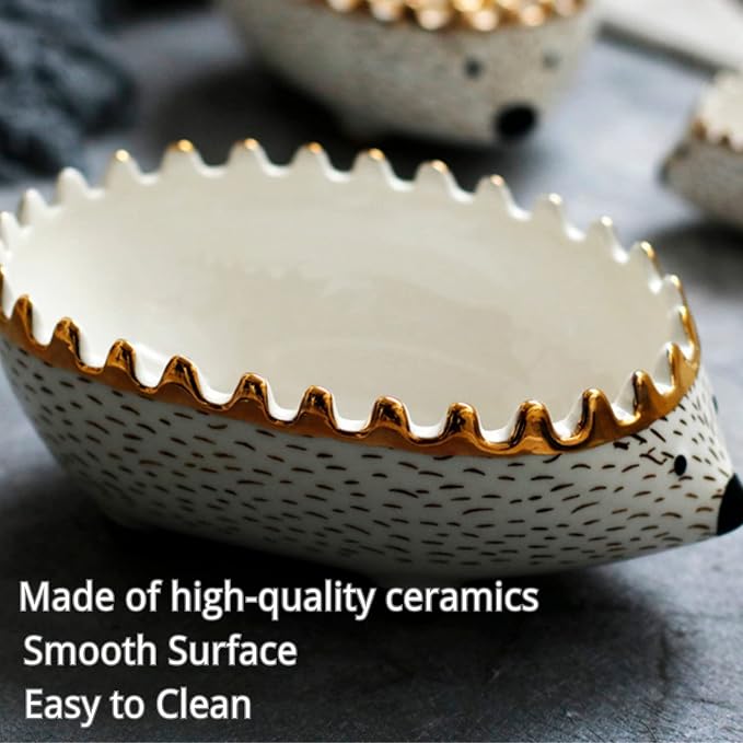 Hedgehog Bowl - Ceramic Small Animal Food Bowl Water Dish Feeder Chew Resistant Prevent Tipping for Hedgehog Hamster Sugar Glider Rat Gerbil Mice Small Animal Cage Accessories (Hedgehog Shape)