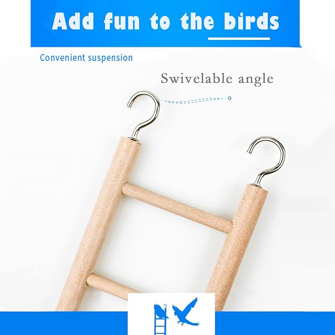 3pcs Natural Wooden Bird Ladder Birdie Basics Perch for Cage Parrots Parakeets Cockatiels Climbing Accessories Wood Perch (6 Step 7 Step 8 Step)