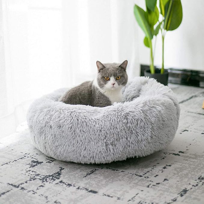 Cat Bed for Indoor Cats,Mini Plush Self Warming Kitten Bed, 20 Inch | Soft Round Fluffy Dog Bed and Cat Nest for Kittens and Small Dogs, Cozy Medium Bed for Indoor and Warm Autumn or Winter Sleep