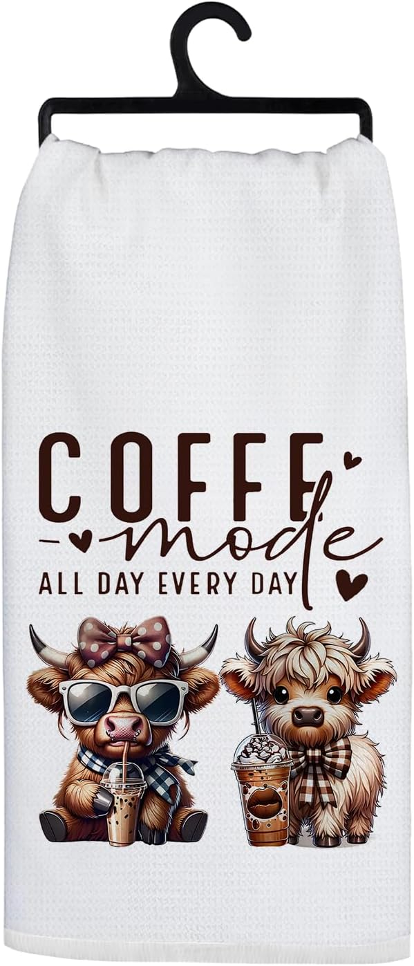 Coffee Kitchen Towels, Coffee Towels for Coffee Bar Kitchen, Barista Towels, Cow Dish Towels Tea Towels, Coffee Kitchen Decor, Cow Kitchen Decor, 16x24 Inch