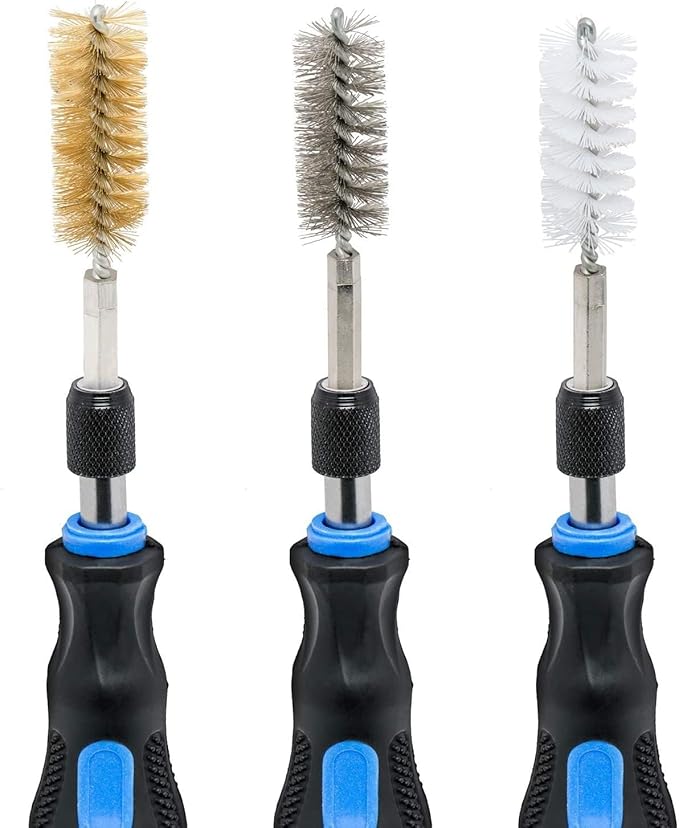 NEIKO 00325A Wire Brush Drill Attachments with 1/4-Inch Hex Shank, SAE and MM Brushes Assortment, Mountable on Power Drill or Die Grinder, 38-Piece Set