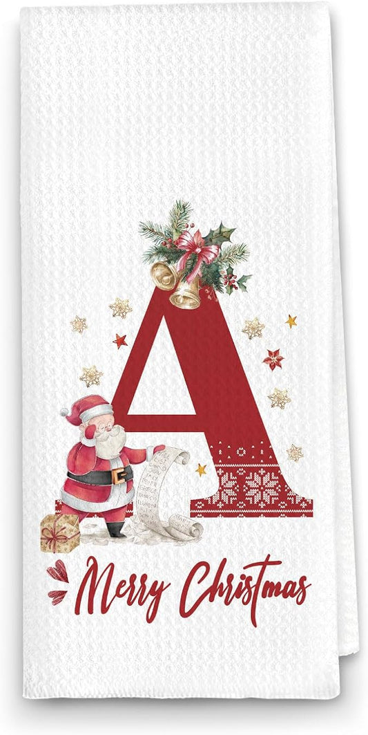 Christmas Initial Letter A Kitchen Towels Personalized Gifts Dish Towels Hand Towels for Kitchen Decorations, Christmas Birthday Gifts for Women, 24x16 Inch