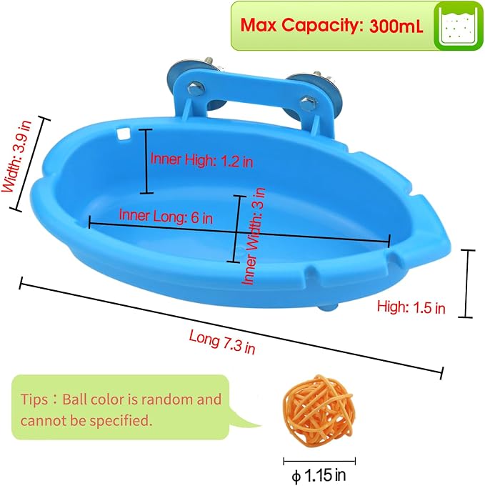 Mygeromon Bird Bath for Cage Parakeet Bathtub Budgie Shower Tub Indoor | Small Parrot Accessories, Hanging, Blue