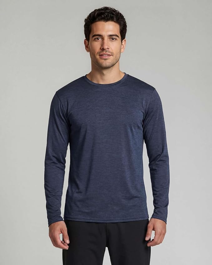 Real Essentials 4 Pack: Mens Long Sleeve Dry Fit T Shirts Hiking Fishing Workout Gym Work Sun UPF 50 Wicking Running Tee