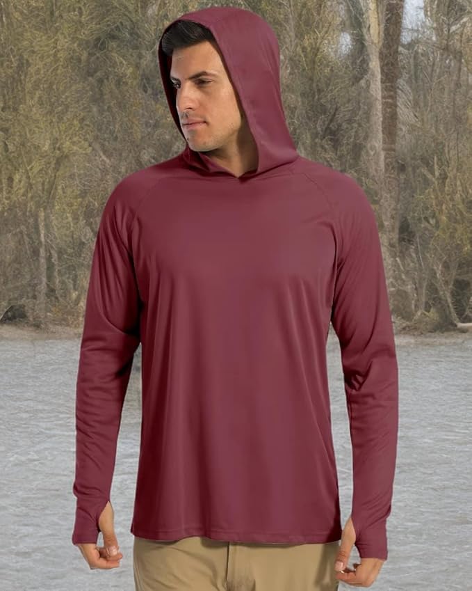 Boladeci Men's UPF 50+ Sun Protection Lightweight Hoodie Shirts Long Sleeve Fishing Shirt SPF UV Hiking Swim