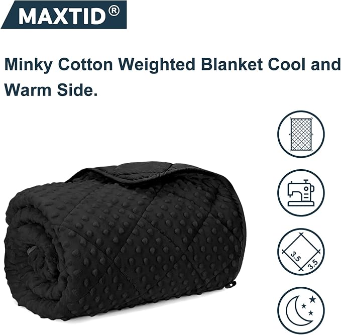 MAXTID Kids Weighted Blanket 3 Pound Reversible Heavy Blankets Black 36"x48" Hush Warmed Blanket Gifts