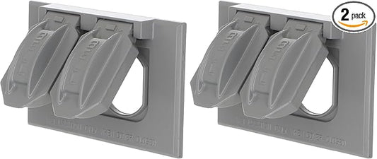 BELL Hubbell 5180-0 Horizontal Duplex Single Weatherproof Cover, 1-Gang, Gray (Pack of 2)
