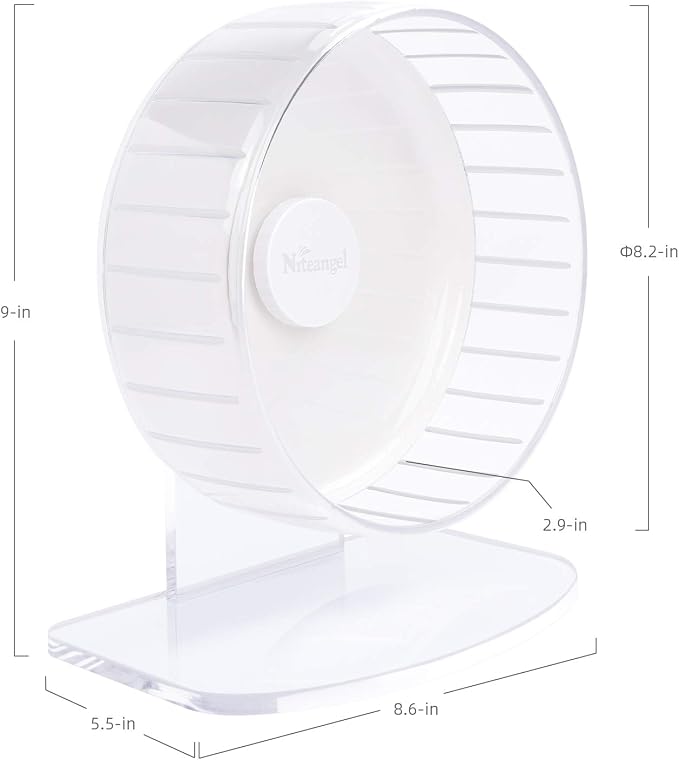 Niteangel Super-Silent Hamster Exercise Wheel: Quiet 8.2 inch Running Wheel | Can 9.1-11.8" Adjustable Height - No Bend Back Spinner Running for Dwarf Syrian Hamster Gerbils Mice Or Other Small Animal