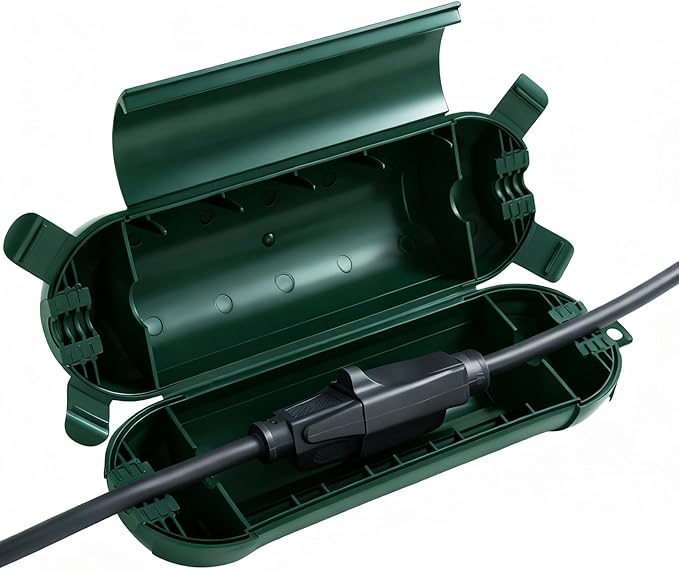 Outdoor Extension Cord Cover IP44 Waterproof, Weatherproof Extension Cord Protector Box for Outdoor Plug & Outlet, Ideal for Christmas Lights, Garden Tools, Patio, Green