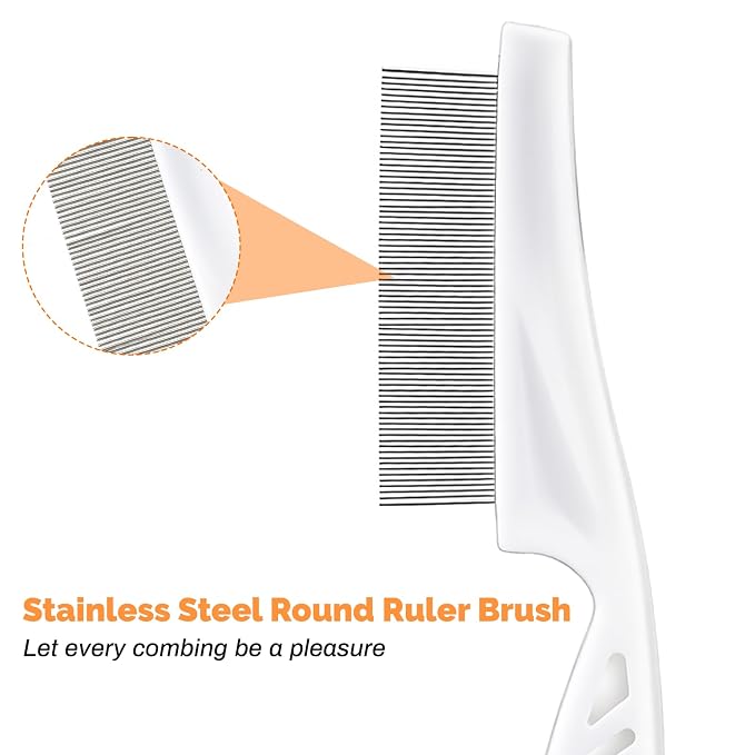 2 Pack Fine Tooth Flea Comb for Cats, Stainless Steel Bunny Brush, Anti-Static Deshedding Guinea Pig Comb Small Pet Grooming Tool for Cats Dogs Rabbits Chinchillas Ferrets Guinea Pigs