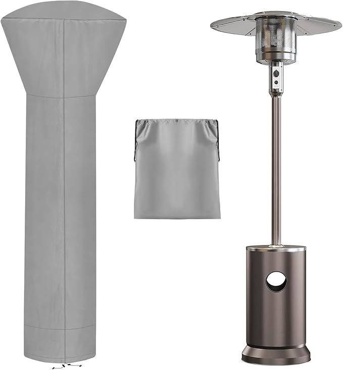 OutdoorLines Waterproof Outdoor Patio Heater Covers with Zipper and Storage Bag, Dust-proof UV-Resistant Windproof Propane Heavy Duty Heater Cover for Standing Heater, 1 Pack-89Hx33Dx19B inch Grey