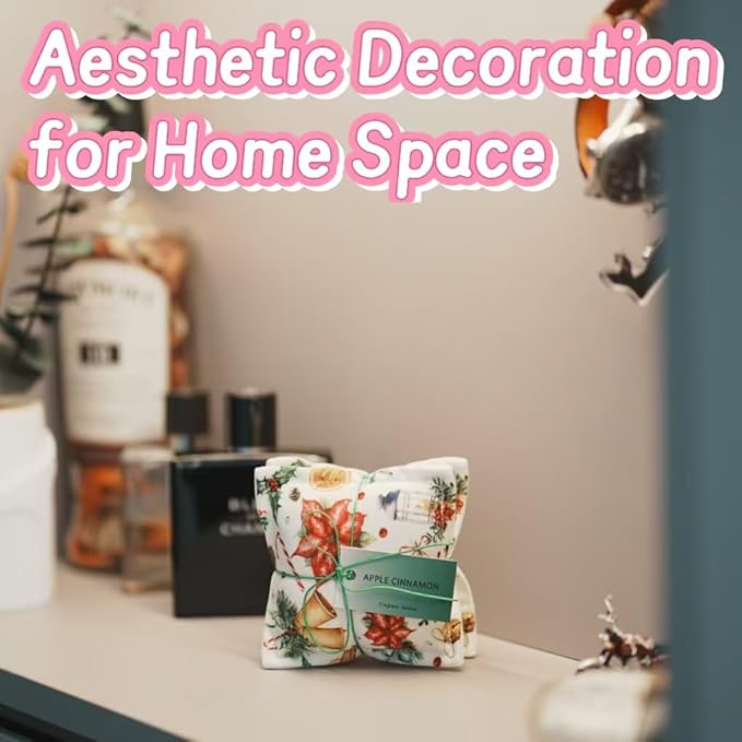 AUCUDA 4pcs Apple Cinnamon Sachet Bags for Christmas Decorations Drawers and Closets, Scented Potpourri Packets for Women Outfits, Winter Fragrance Pillow for Bedroom Indoor, Fresheners for Holiday.