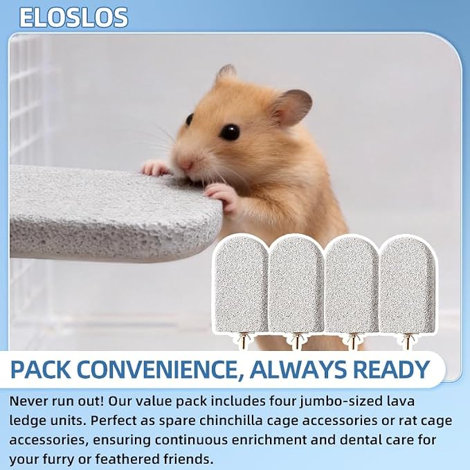 4PCS Lava Ledge for Small Pets/Chinchilla/Hamster/Parrot, Gray(L) | Grinding Claws & Jumping, Safe Natural Volcanic Rock, Reduces Random Chewing