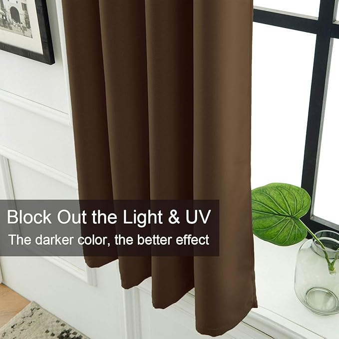 LA PALMA Thermal Insulated Blackout Darkening Grommet Living Room Curtains Window Drapes for Bedroom Pack of 2 Panels