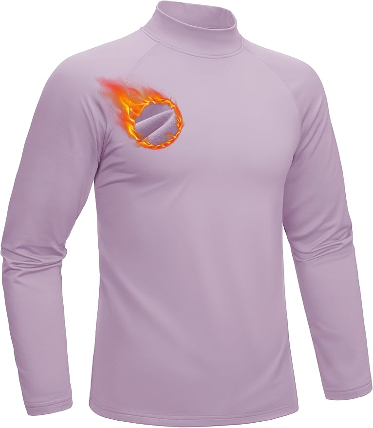 MAGCOMSEN Men's Thermal Shirt Mock Turtle Neck, Fleece Lined Long Sleeve Undershirts, Athletic Warm Base Layer Winter Top