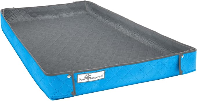 Paw Inspired Reversible Critter Box, C&C 2x3 (14-Inch Grids), Gray/Blue | Washable Fleece Cage Liner, Raised Sides, Bedding for Guinea Pigs Rabbits, Hamsters, Small Animals, Edge Protected Pee Pads