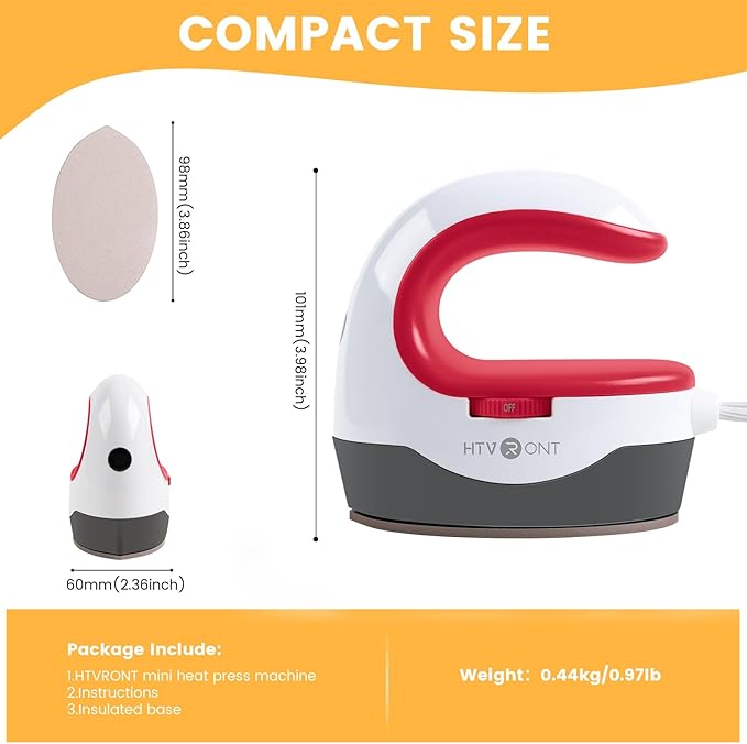 HTVRONT Heat Press Mini Heat Press Machine, Small Heat Press Portable Iron Press Machine for T Shirts, Hats, Heating Transfer Projects (Raspberry)