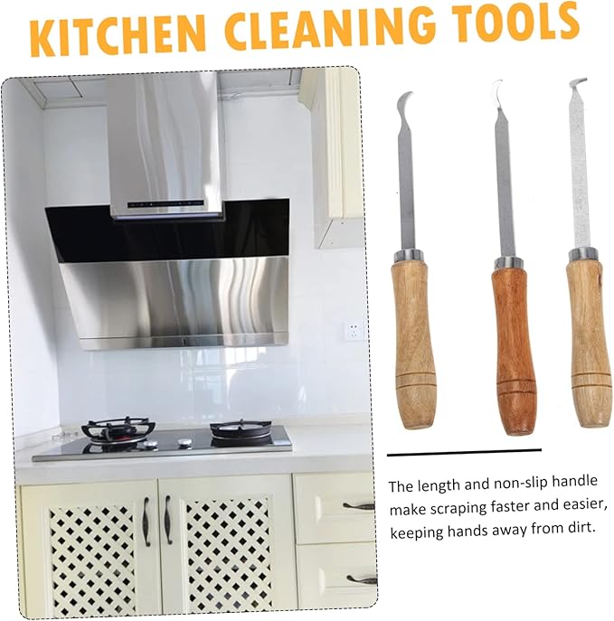 Milisten Range Hood Wind Wheel Scraper Set 3Pcs Kitchen Cleaning Tools with Ergonomic Handle for Stove Vent Grill Grease Removal