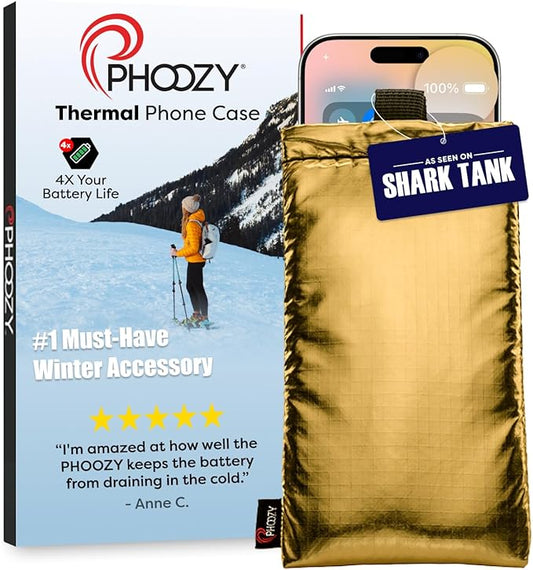 PHOOZY Apollo Thermal Phone Case | Insulated Phone Pouch Extends Battery Life 3X in Freezing Weather | Cold Resistant Drop Protection | Military Grade Water Resistant | Medium | Gold