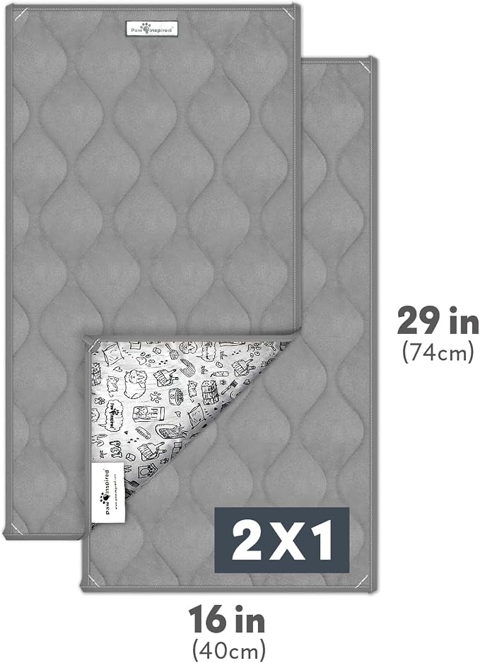 Paw Inspired Washable Fleece Guinea Pig Cage Liners, C&C 2x1, Gray | Super Absorbent Pee Pad, Bedding, Waterproof Bottom, Pet Bed Mat for Guinea Pigs, Ferrets, Rabbits, Hamsters, Small Animals
